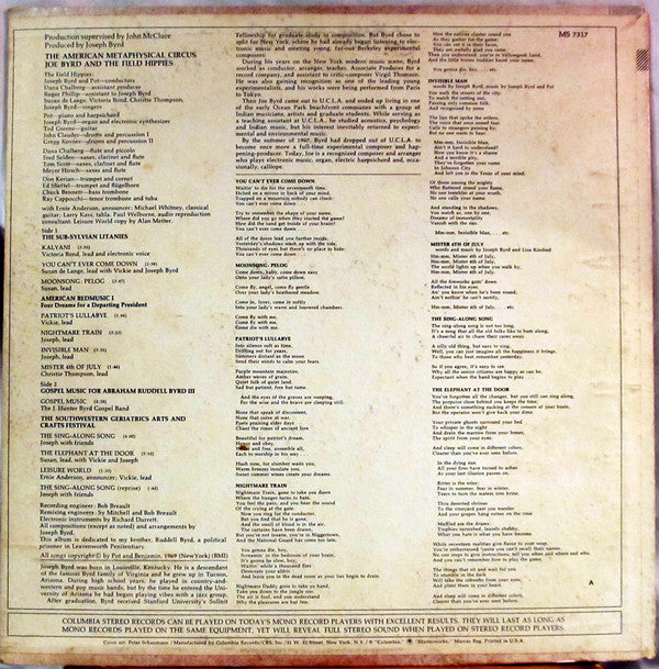 Joe Byrd And The Field Hippies : The American Metaphysical Circus (LP, Album, Ter)