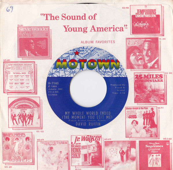 David Ruffin : My Whole World Ended (The Moment You Left Me)  (7", Single)