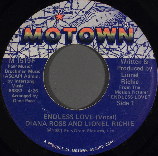 Diana Ross And Lionel Richie : Endless Love (7")
