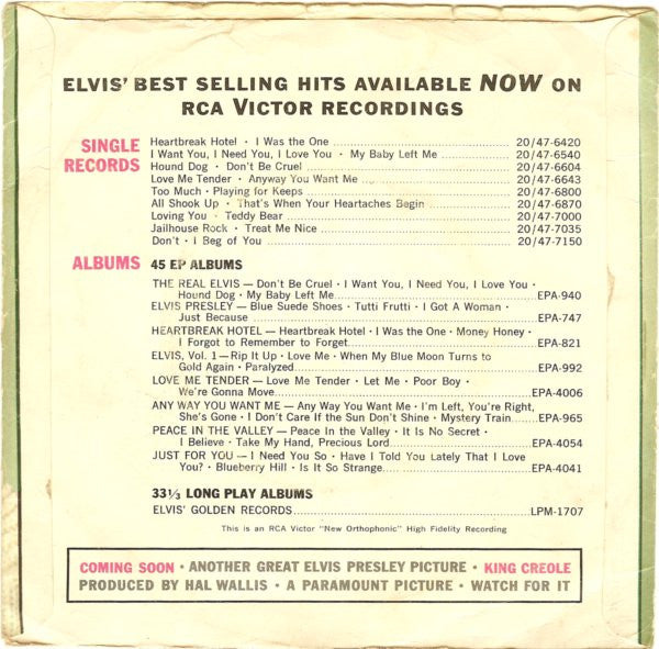 Elvis Presley : Wear My Ring Around Your Neck / Doncha' Think It's Time (7", Single, Roc)