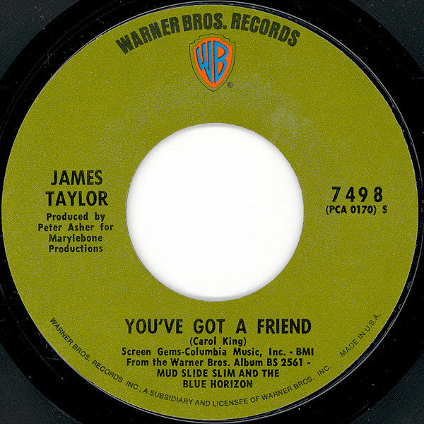 James Taylor (2) : You've Got A Friend / You Can Close Your Eyes (7", Single, Pit)