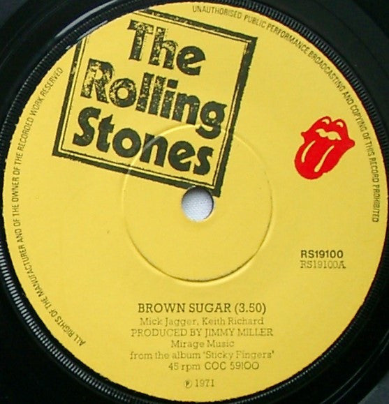 The Rolling Stones : Brown Sugar / Bitch / Let It Rock (7", Single, Sol)