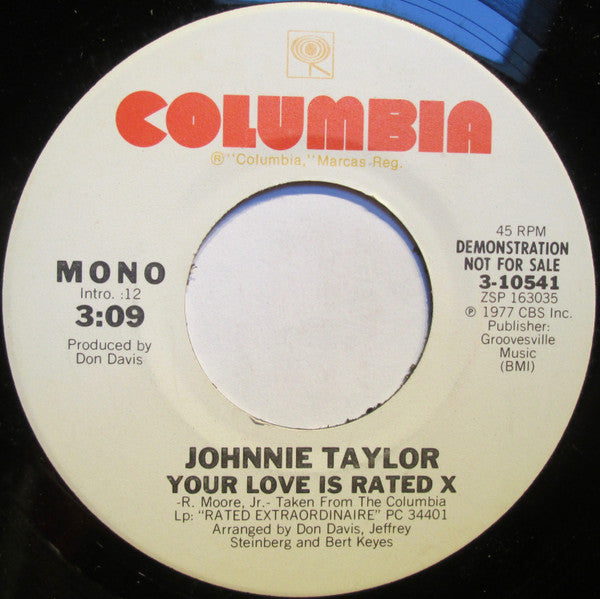 Johnnie Taylor : Your Love Is Rated X (7", Promo)
