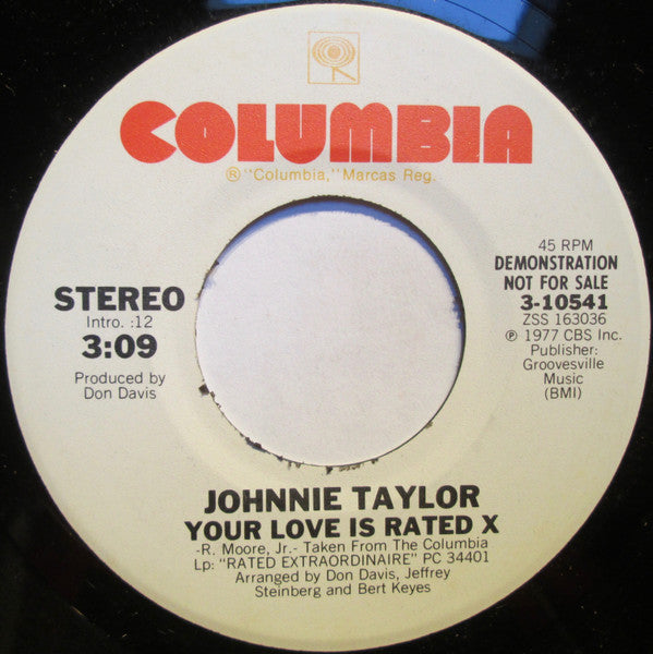 Johnnie Taylor : Your Love Is Rated X (7", Promo)