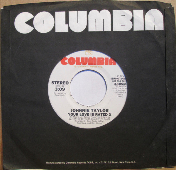 Johnnie Taylor : Your Love Is Rated X (7", Promo)