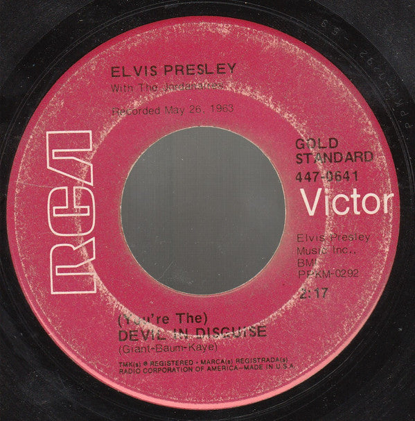 Elvis Presley With The Jordanaires : (You're The) Devil In Disguise (7", Single, RE, Ind)