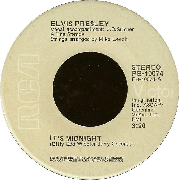 Elvis Presley : It's Midnight / Promised Land (7", Single, Ind)