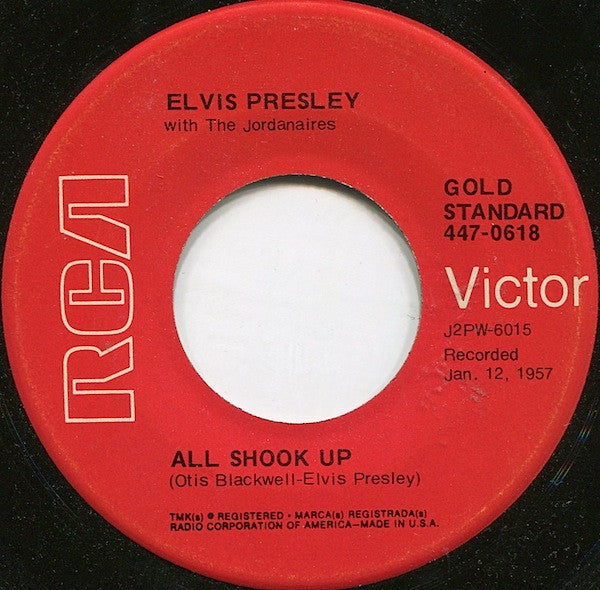 Elvis Presley With The Jordanaires : All Shook Up / That's When Your Heartaches Begin (7", RE, Ind)