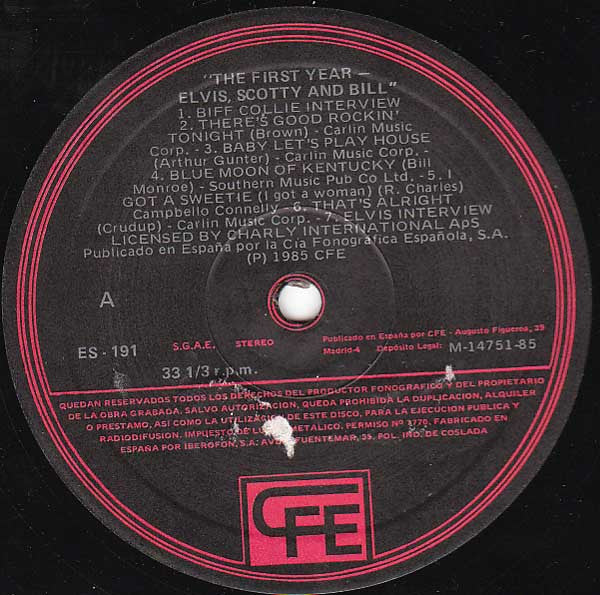 Elvis Presley, Scotty Moore And Bill Black (2) : The First Year (LP)
