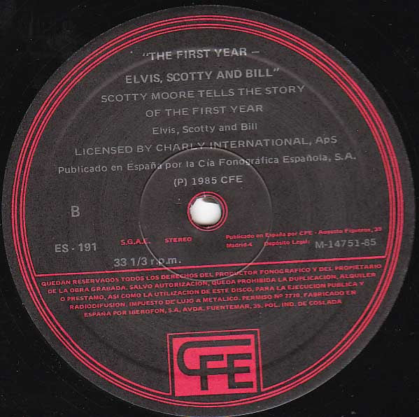 Elvis Presley, Scotty Moore And Bill Black (2) : The First Year (LP)