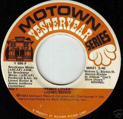 Lionel Richie : Penny Lover / Can't Slow Down (7")