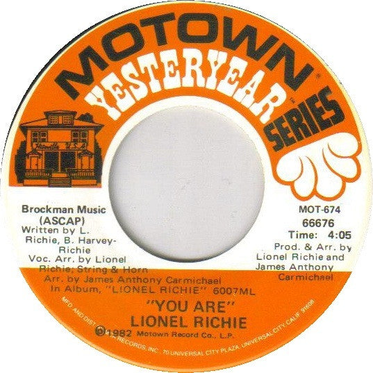 Lionel Richie : Truly / You Are (7", Single, RP)