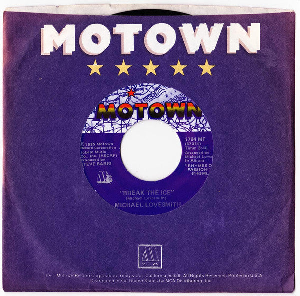 Michael Lovesmith : Break The Ice (7", Single)