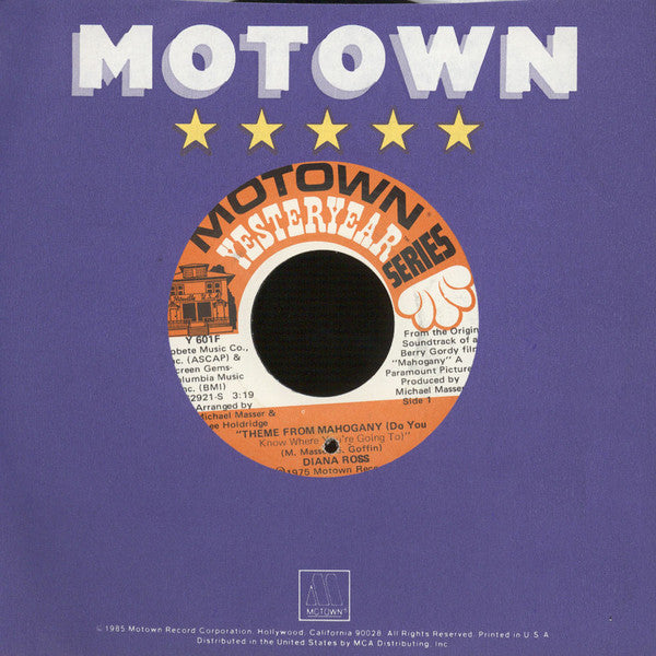 Diana Ross : Theme From Mahogany (Do You Know Where You're Going To) (7", Single, RE)