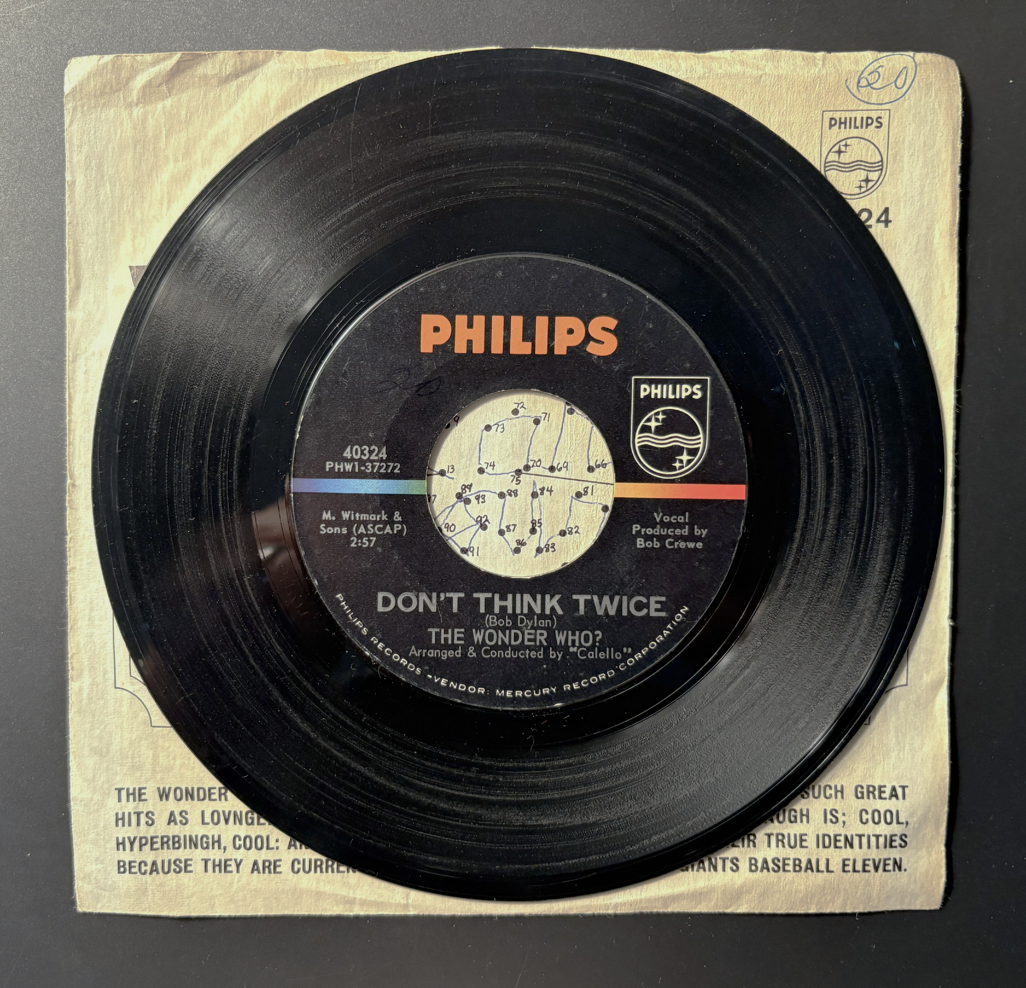 THE WONDER WHO? ~ DON'T THINK TWICE -45w\Picture Sleeve~Nice!