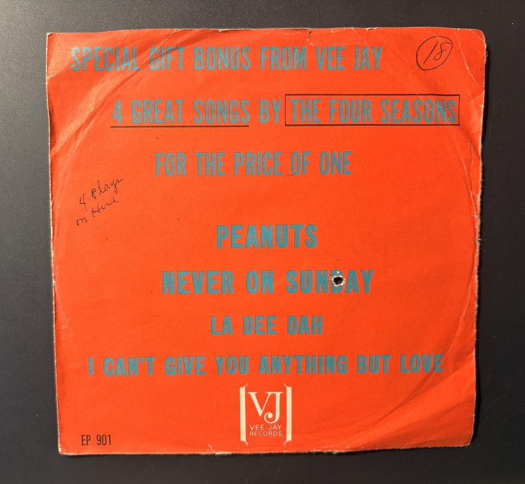 The Four Seasons - 1963 -VJ EP 901 - Special Gift Bonus From Vee Jay w P/S - Nice!