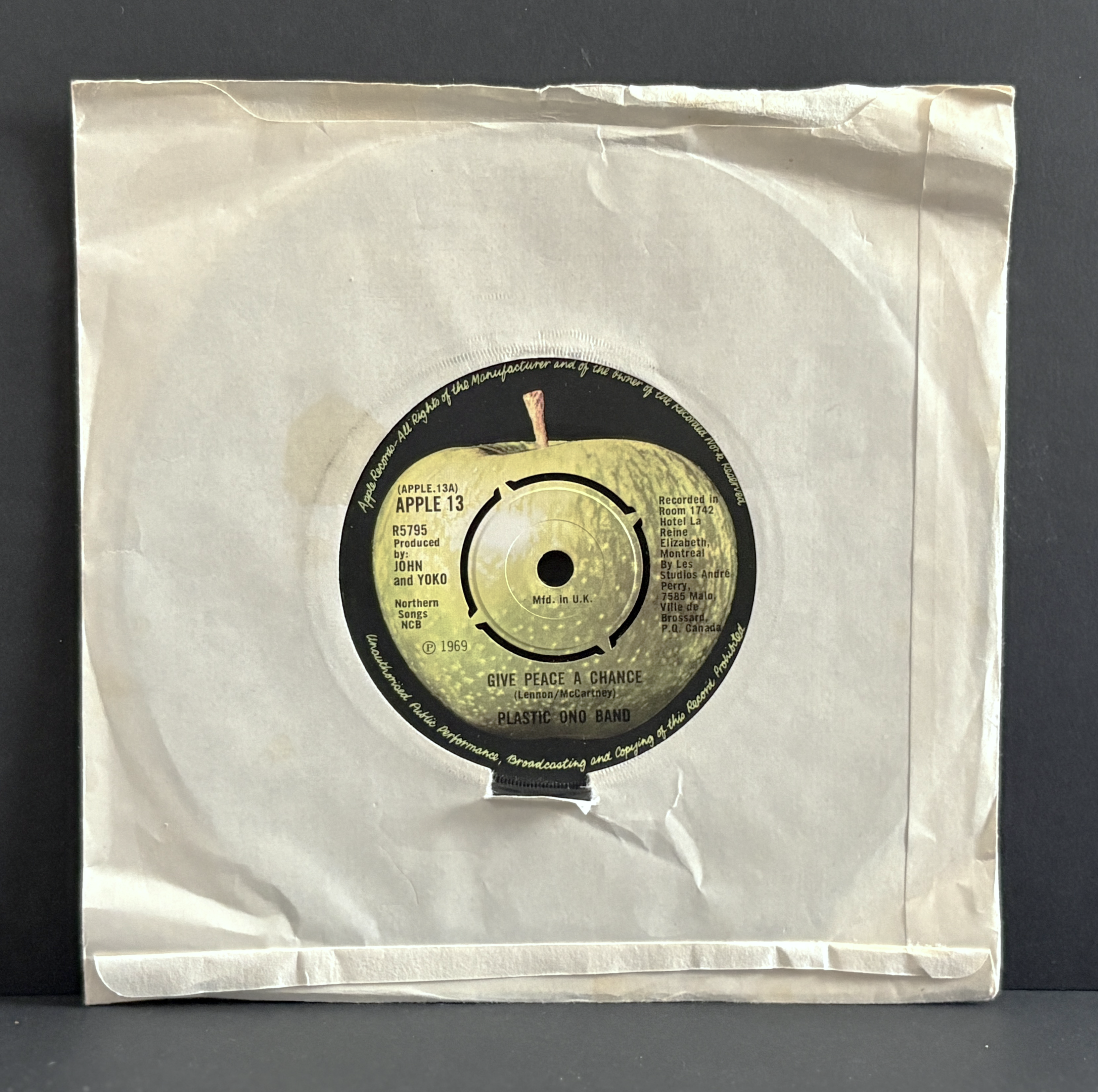 The Plastic Ono Band ‎– Give Peace A Chance - Original Apple - UK - 1969 - NM!