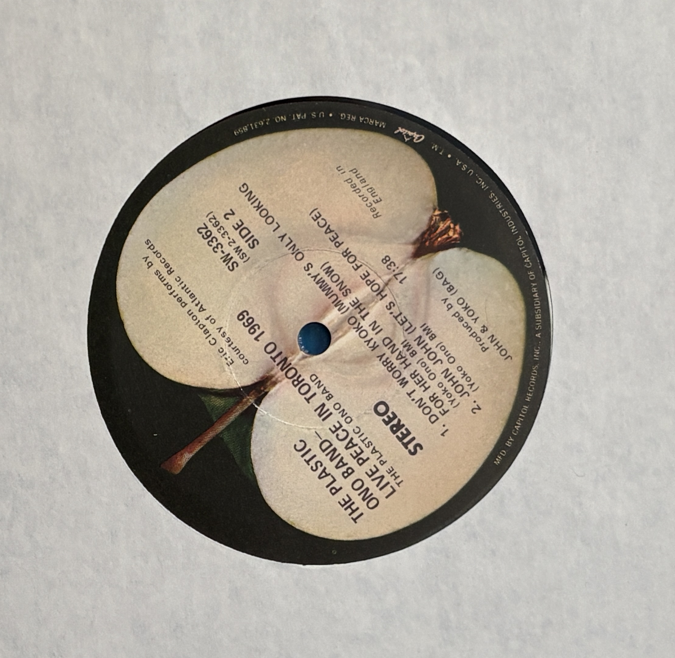 John Lennon Live Peace In Toronto - Apple - 1969 - Rare Capitol Logo!