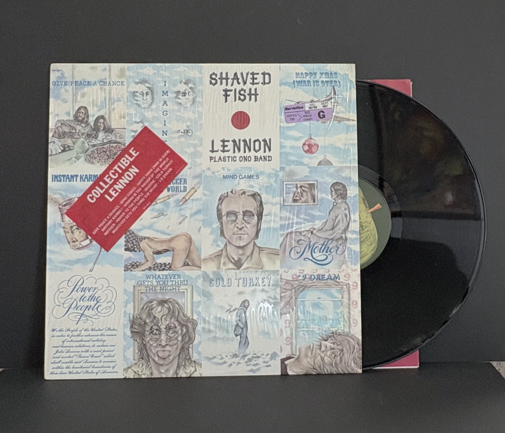 John Lennon - Shaved Fish LP - Apple - 1975 - Shrink w\Promo Sticker & inner sleeve!