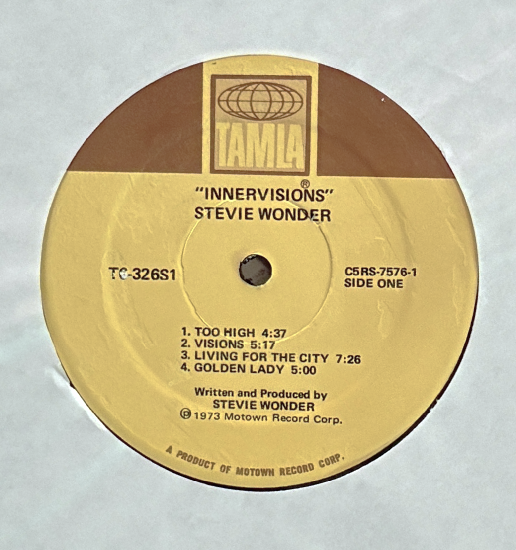 Stevie Wonder ‎– Innervisions LP - Tamla - w\Rare Grammy Award Winner Sticker - NM!!