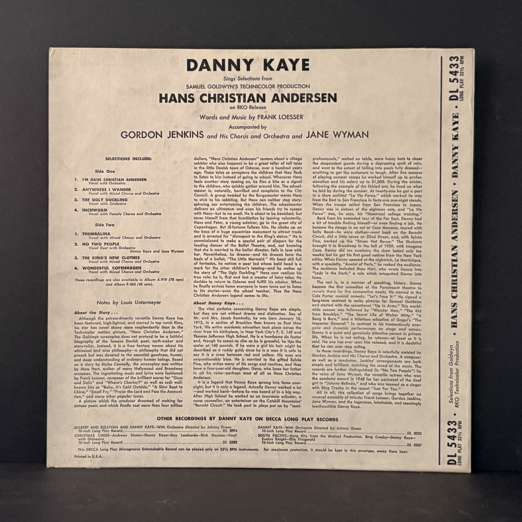 Danny Kaye Sings Selections From The Samuel Goldwyn Technicolor Production Hans Christian Andersen - 1952 - NM