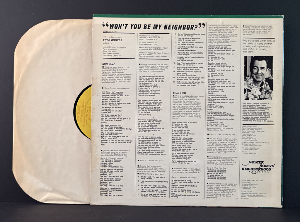 Mister Rogers ‎– Won't You Be My Neighbor? LP - 1981 Re-Issue - NM!