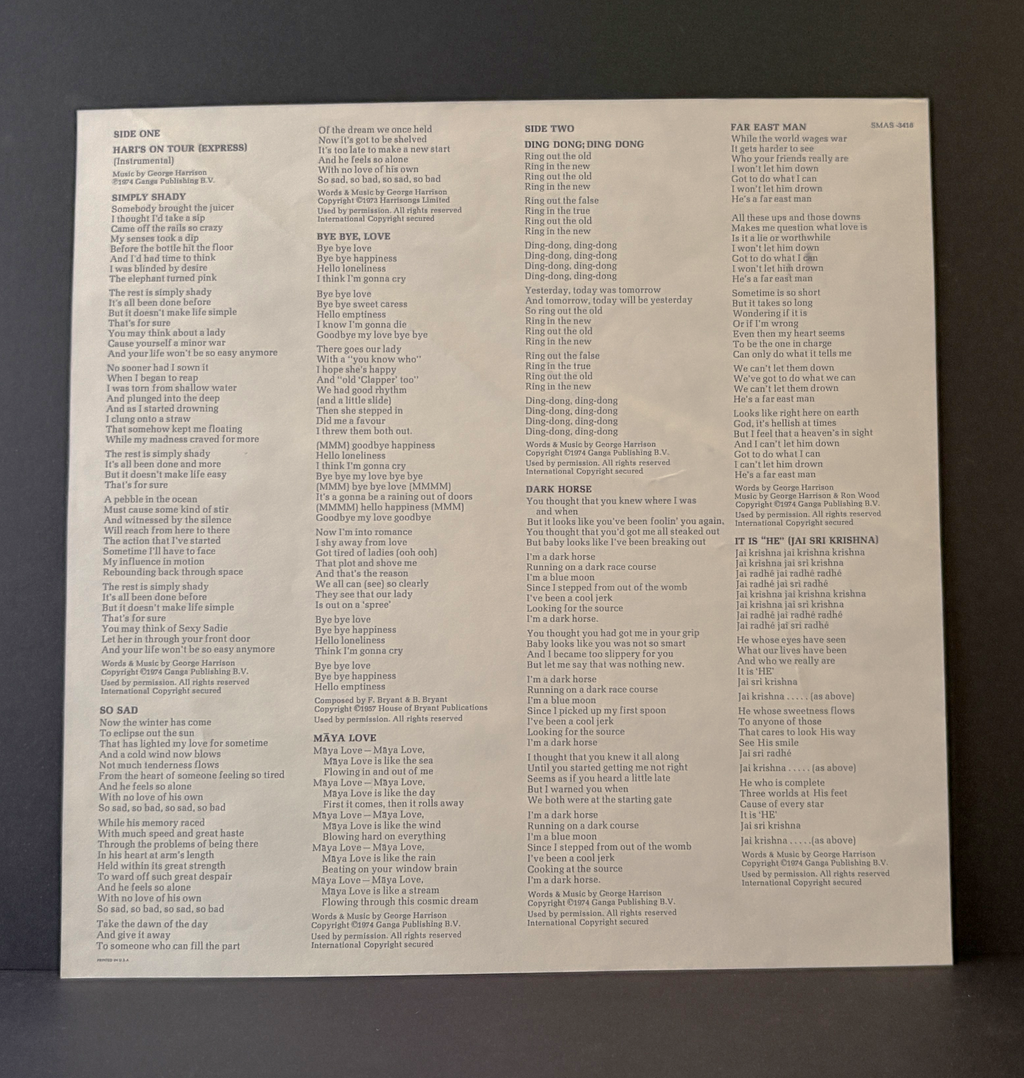 George Harrison - Dark Horse LP - 1974 - Original Apple Press - IN SHRINK w/Sticker!