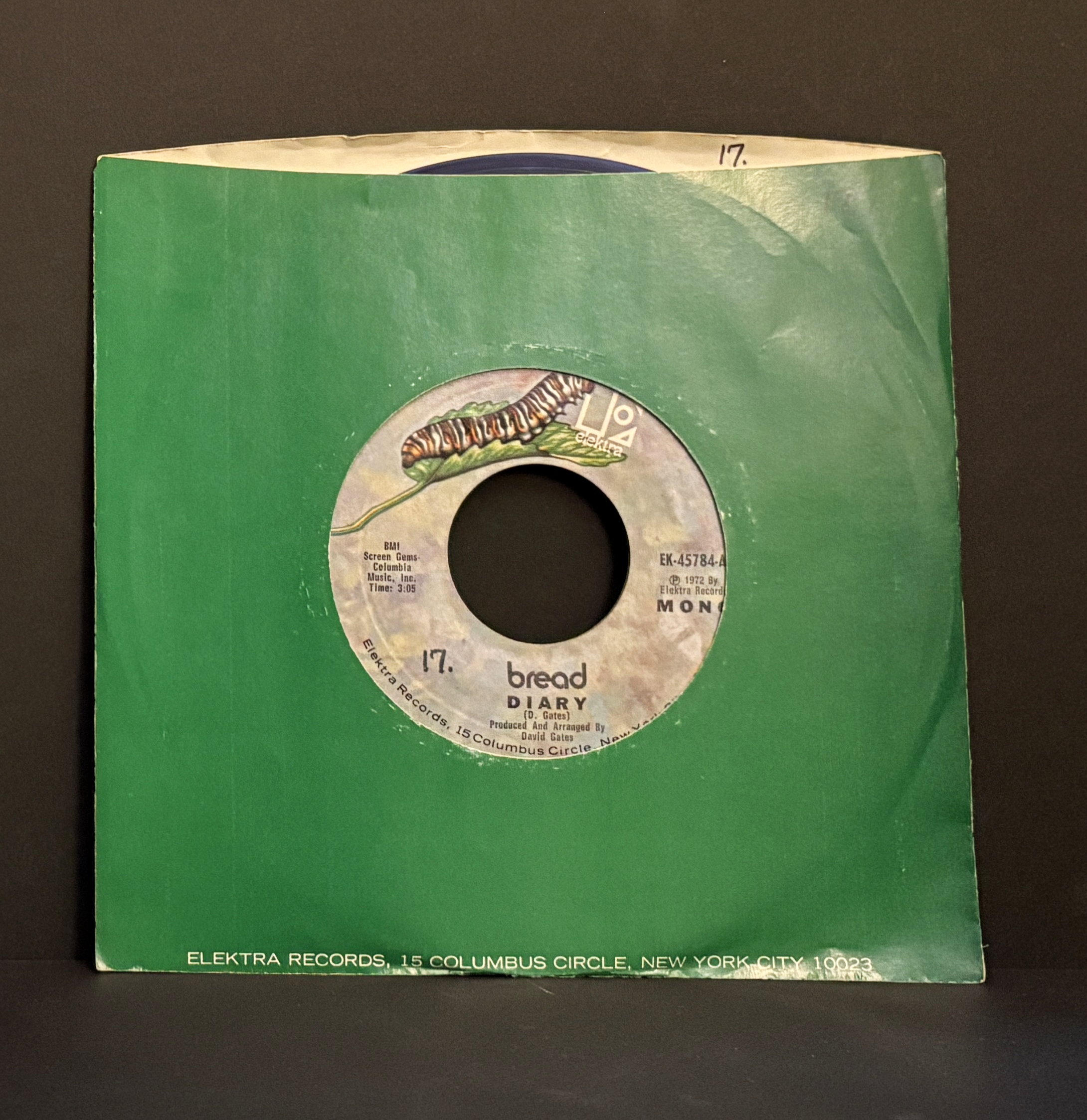 Bread - Diary - 45 - Elektra - Near Mint (NM or M-)