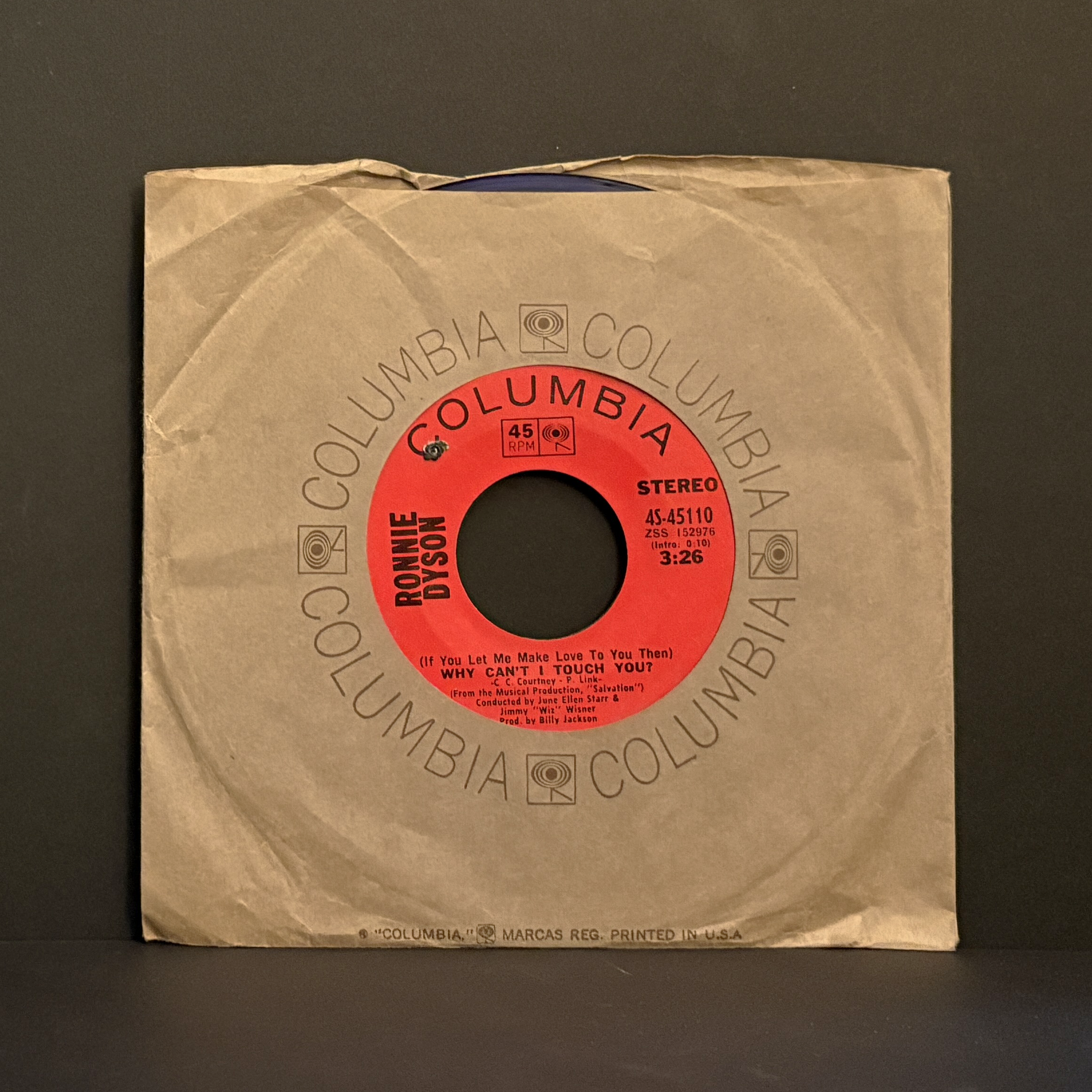 Ronnie Dyson - (If You Let Me Make Love To You Then) Why Can't I Touch You? - 45 - Columbia - Near Mint (NM or M-)