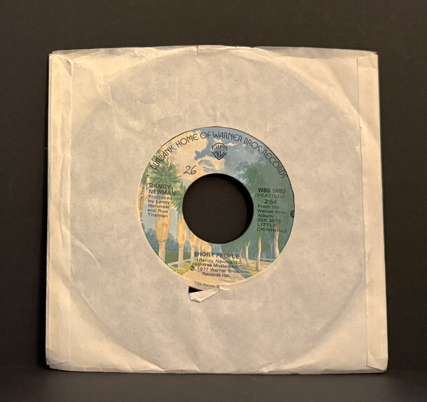 Randy Newman - Short People - 45 - Warner Bros. Records - Near Mint (NM or M-)