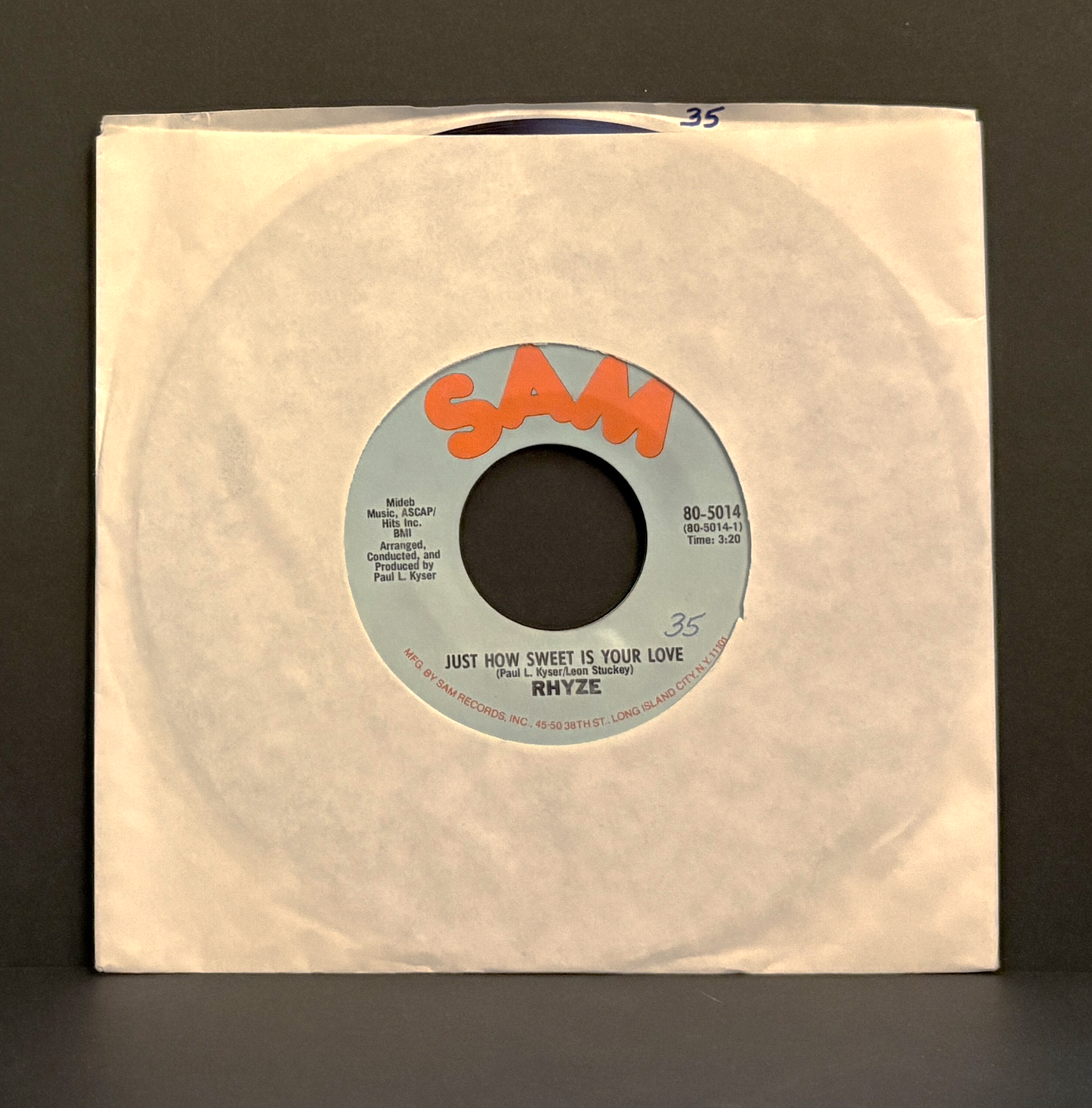Rhyze - Just How Sweet Is Your Love / I Found Love In You - 45 - Sam Records - Near Mint (NM or M-)